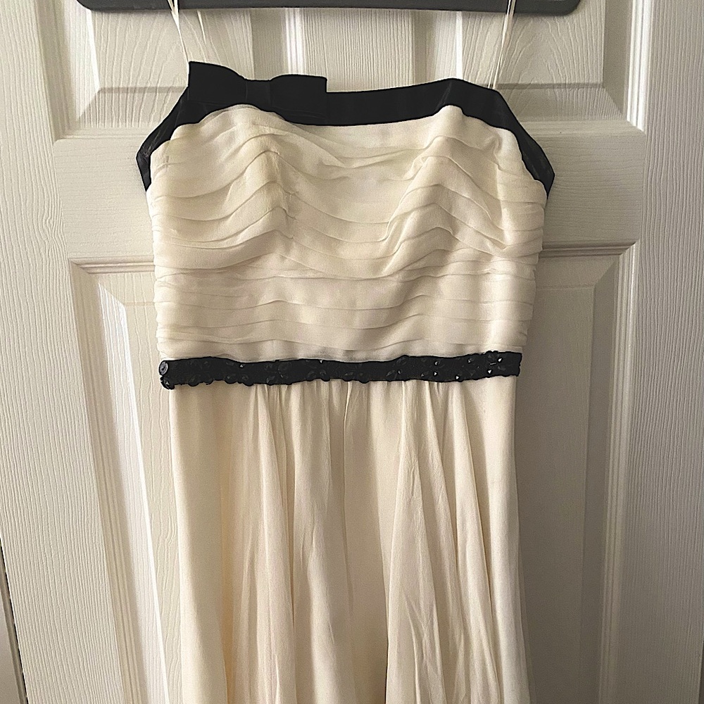 White with black rhinestone cocktail dress!